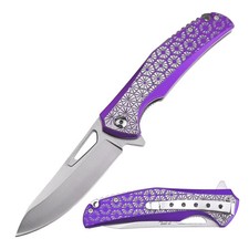 Cuchillo asistido por resorte Femme Fatale de 8,07" con mango de aluminio y clip de bolsillo