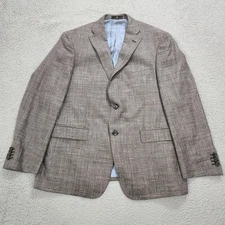Ike Behar Sport Coat Mens 44R Brown Two Buttons Notch Flap Pockets Loro Piana