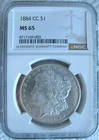 1884 CC Morgan Silver Dollar NGC MS-65