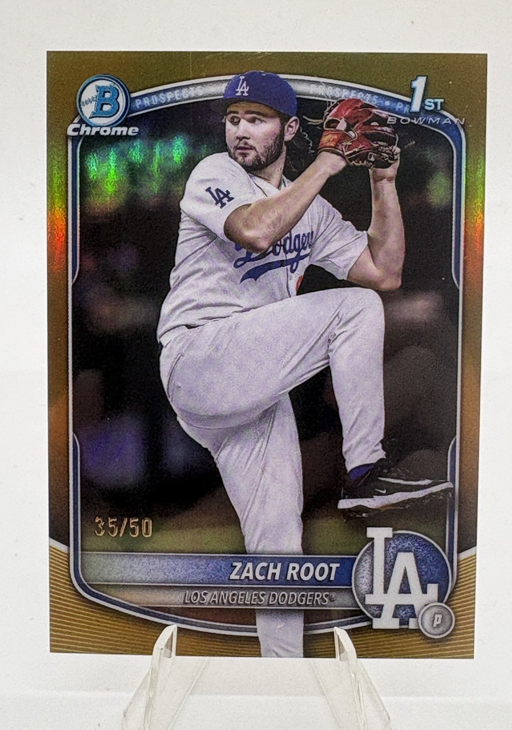 2025 Bowman Chrome Draft  Zach Root #bdc-22 True Gold 1st Bowman Dodgers 35/50