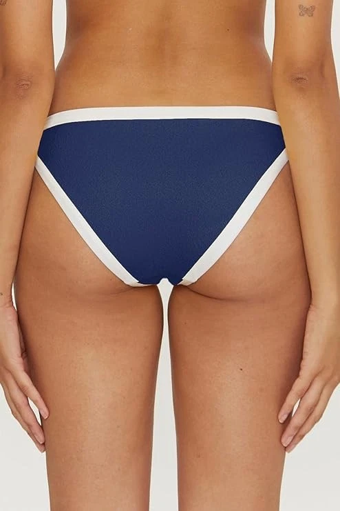 NUEVO CON ETIQUETAS - Parte inferior de bikini Trina Turk 'Poolside' texturizada con corbata lateral, azul marino/blanco - 14 Foto 3 de 3