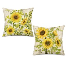 Sunflower Decorative Holiday Pillow Covers Yellow Floral Design Pillow Cases ...
