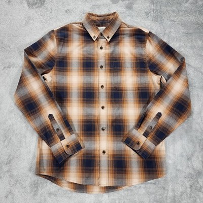Flint And Tinder Shirt Mens Small Brown Huckberry Plaid Flannel Button Down