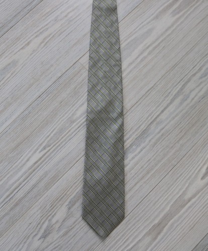 Cravatta collo Brooks Brothers 346 grigia a quadri moderna W 3,5" L 56" ITALIA 100% seta NUOVA - Foto 2 di 6