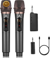 Wireless Microphone System Dual Handheld Karaoke 200FT Range Rechargeable