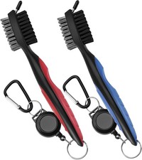 2 Pack Golf Club Brush, Professional Golf Club Cleaner with Retractable Zip-line