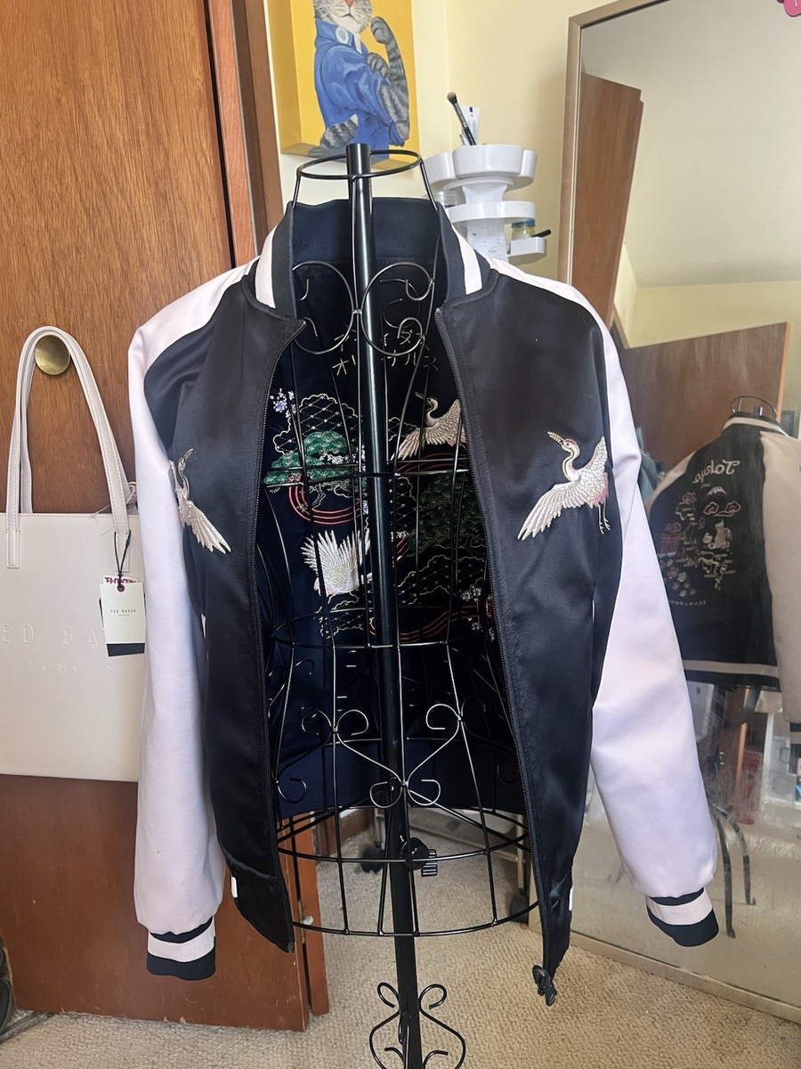 adidas Originals Embroidered Zip Varsity Jacket Navy Black Japan
