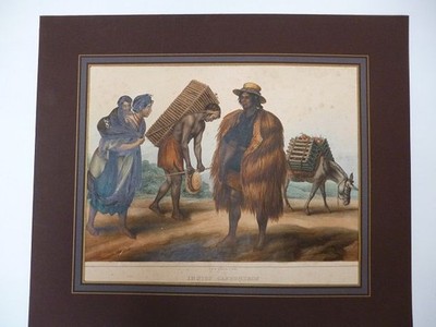 Orig. Farblithographie - Indios Carboneros y la buradores de la vecin dad de Mex