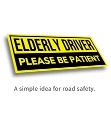 Elderly Driver, Safety Promoting Vehicle Car Sign, Removable Magnet, Yellow