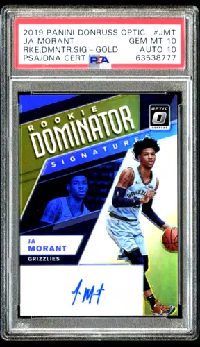 Ja Morant 2019 Optic GOLD Rookie DOMINATOR SIGNATURES Auto PSA 10 /10 POP 1