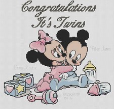 Birth Sampler Mickey It's Twins Counted Cross Stitch Chart No. 5-121 