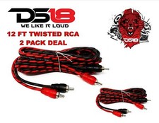 RCA12FT 12 ft 2 Channel Shielded Twisted RCA Audio Cable Amp Cables 2 Pack DS18