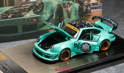 1:64 Diecast Model PGM Porsche RWB 964 Tiffiany Blue Full Open