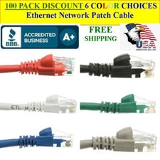 100 PACK 50 Ft Cat5e Ethernet Network Computer Patch Cable for PC, XBOX, PS3 PS4