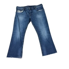 Diesel Jeans Mens 38x27 Blue Zatiny Regular Bootcut Denim Button Fly