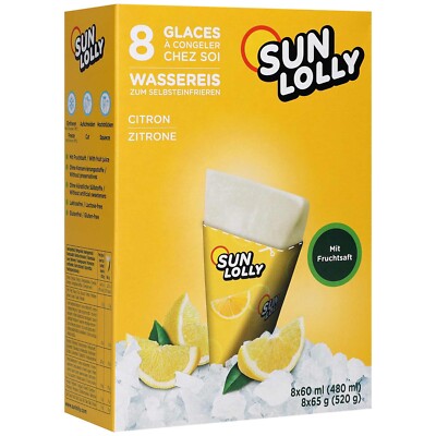 Sun Lolly Sunquick freezer pops from Denmark LEMON flavored - 8pc.FREE SHIPPING