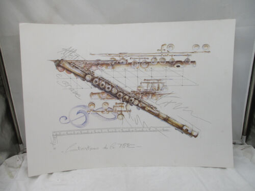 Original Lithographie „Die Flöte - caracteristiques de la flute“ - Bild 1 von 8