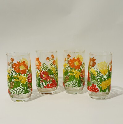 80s flower drinking glasses Libbey Vintage Flower Power Cooler Glasses, 16 ounce, Set of 4 – Libbey Shop