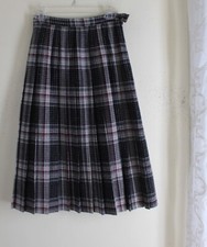 Edinburgh Wool Mill Sz UK 12 US 8/10 Gorgeous Gray Plaid Pleated Full Skirt