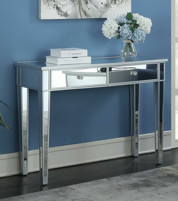 white mirrored dressing table