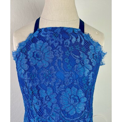 Lulus Women's M Wishful Wanderings Blue Lace Bodycon Halter Midi Dress |  eBay