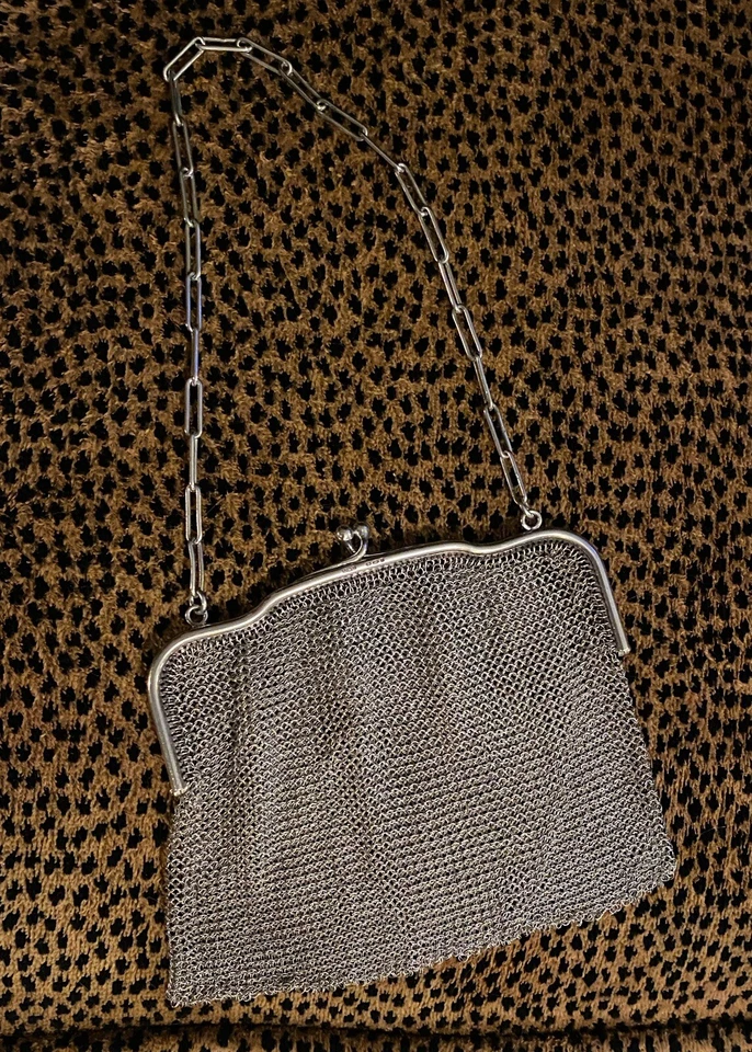 Cartera de cadena de malla de plata esterlina vintage C&C Cohen and Charles Foto 3 de 4