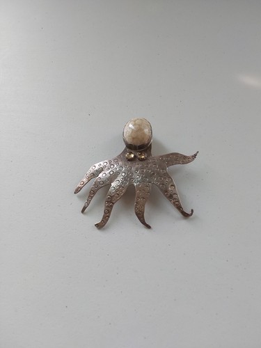 RM SIGNED BROOCH OCTOPUS SHAPED BROOCH PENDANT