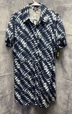Vince Camuto Size XS Short Sleeve Tie Dye Shirt Dress Button Up Adjustable Waist
