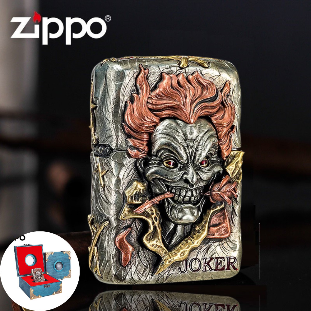 Jacket Joker Face Rose Illuminous Zippo Lighter