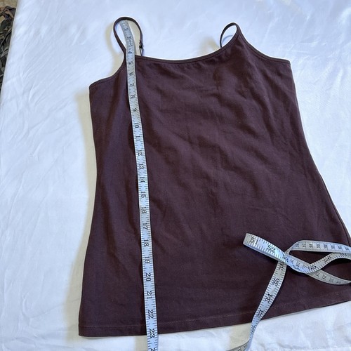 Juniors Brown Cami Tank Top Built In Shelf Bra Adjustable Strap Stretch Sz L - Picture 5 of 6