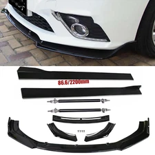 Front Bumper Lip Splitter Spoiler Strut Rods For Nissan Sentra Glossy Black