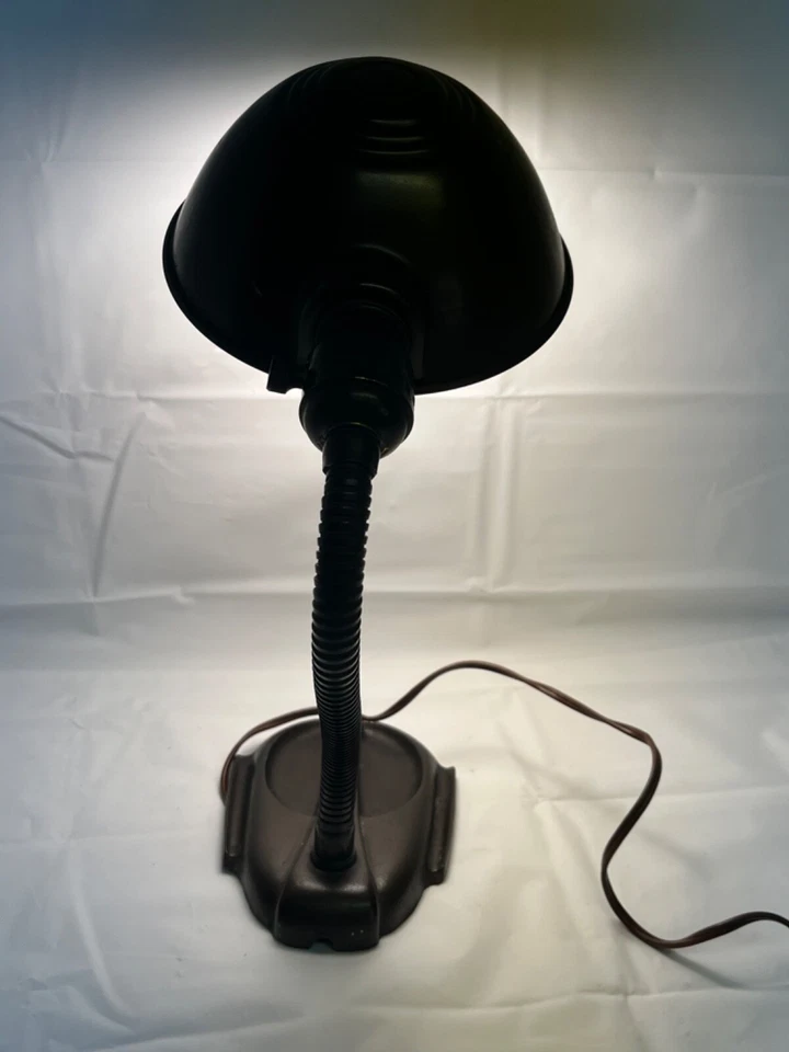 Lámpara de mesa de escritorio ajustable de cuello de cisne industrial vintage metal Art Deco Foto 4 de 4
