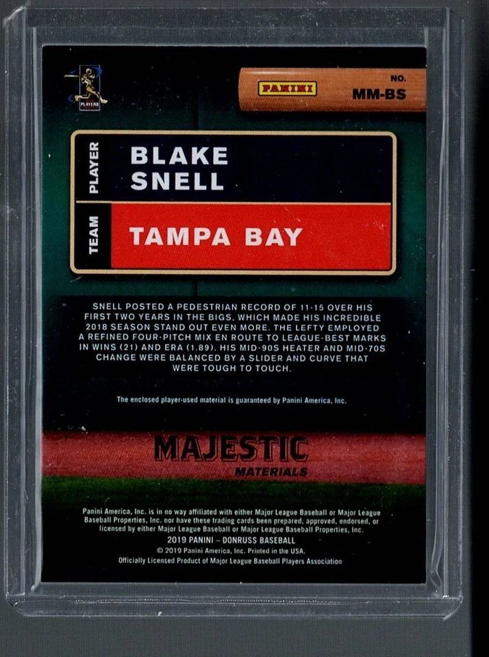 2019 Donruss Majestic Materials #32 Blake Snell - Image 2 of 2