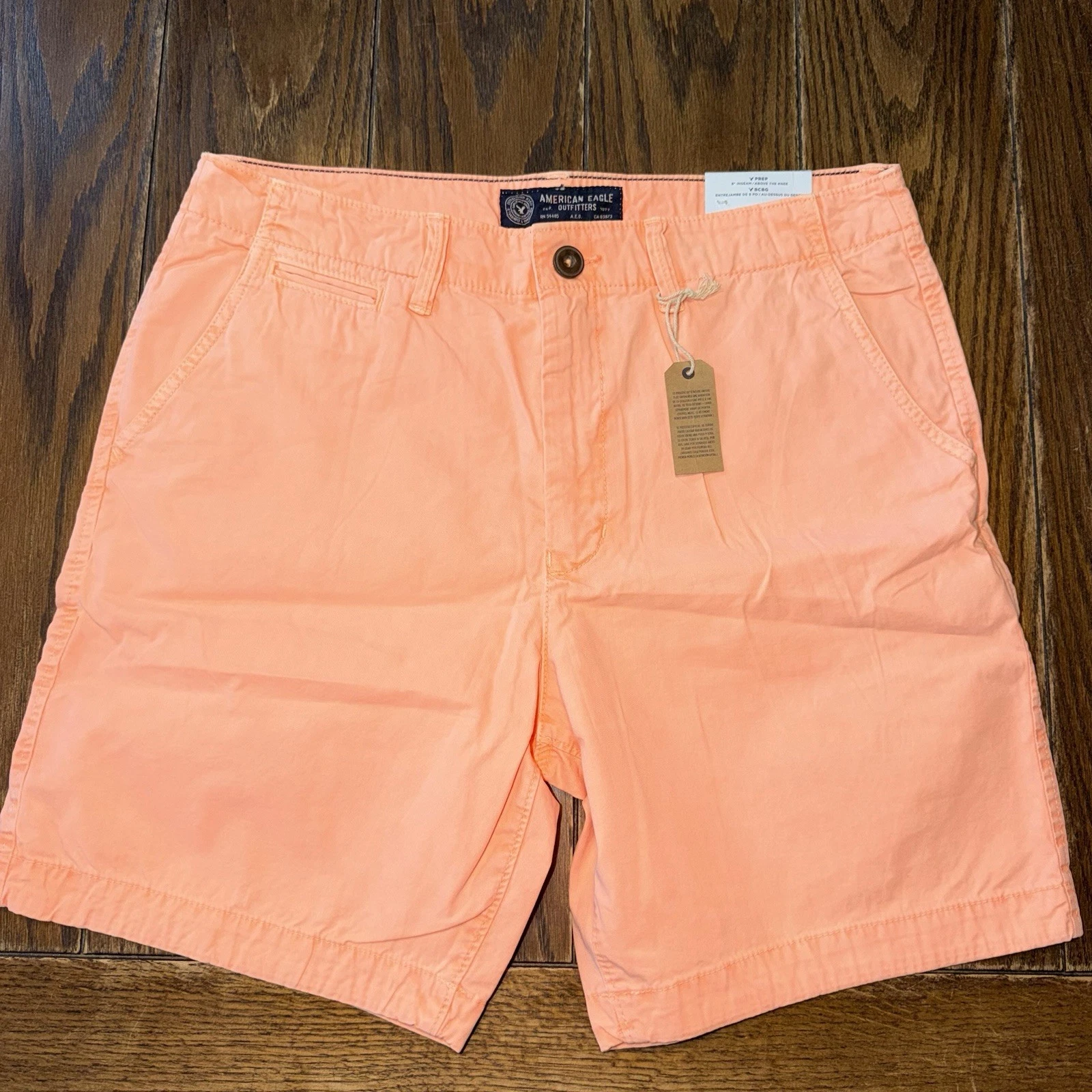 American Eagle Men's Classic Fit Chino Shorts 8” Inseam Orange Size 34 New