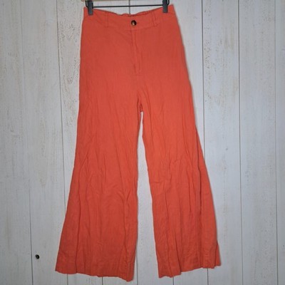 Coastal Boho Resort-Wear Show Me Your Mumu Women M Linen Blend Pants Persimmon