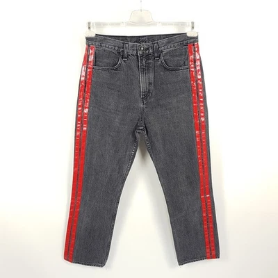 Rag & Bone Jeans Damen W28 Grau Rot Relaxed Straight Crop Streifen Denim Hose - Bild 1 von 4
