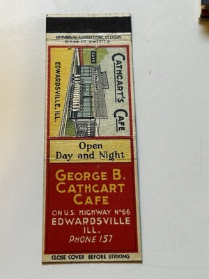 George B Cathcart Cafe 66 Edwardsville IL Illinois Vintage Matchbook Cover