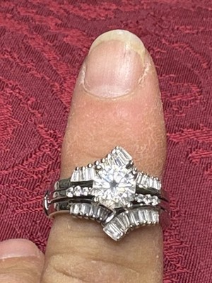 Real Silver 1 Carat CZ Wedding Set Size 6.5