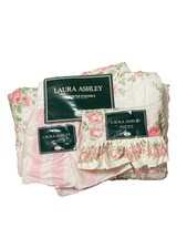 Vintage Laura Ashley Country Roses Twin Size Comforter Pink White New