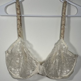 VTG Malizia by La Perla Ivory Silk Lace Underwire Full Coverage Bra Size 36D