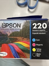EPSON 220 TRI COLOR CYAN MAGENTA YELLOW BLACK GENUINE INK CARTRIDGE 10/27NEW