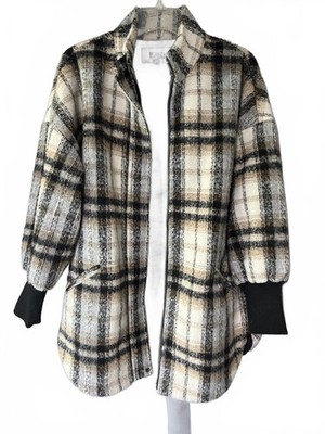 BB Dakota Steve Madden Plaid Jacket with Black Ribbed Cuffs Medium