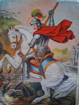 St George Orthodox Icon Tapestry Canvas 12x16 Religious Art Egypt