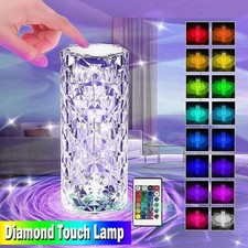 16 color LED Crystal Table Lamp Diamond Rose Night Light Touch W/ Remote Contrl