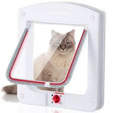 Cat Door 4 Way Rotary Locking Flap Door for Interior Exterior Weatherproof Pe...