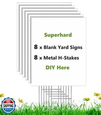 Rtshuok 8 Pack 17 x 12 Vertical White Blank Yard Signs with Stakes, Weatherpr