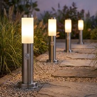 4X AußEnlampe Wegeleuchte Stehlampe Bewegungsmelder Gartenlampe Silber H 45 Cm