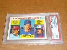 1984 Topps TIFFANY ERA LEADERS STEVE CARLTON/TOM SEAVER/STEVE ROGERS #708 PSA 9