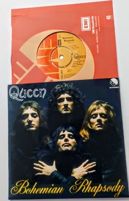 QUEEN BOHEMIAN RHAPSODY  1975 7'' UK VINYL SINGLE 45  FREE CUSTOM PIC SLEEVE