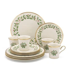 6122048 Holiday 12-Piece-Plate-&-Mug Set, Christmas Dinnerware, Hosting